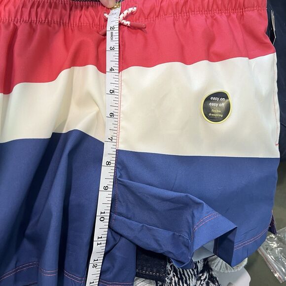 Art Class MidThigh Swim Trunks, Red, White, Blue Color block, Size L 10/12 Husky - Picture 9 of 12